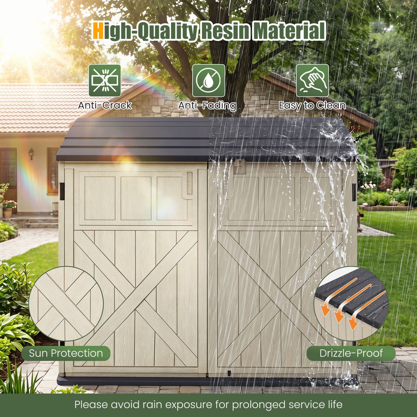 20 Cu.Ft Horizontal Resin Storage Shed, Beige