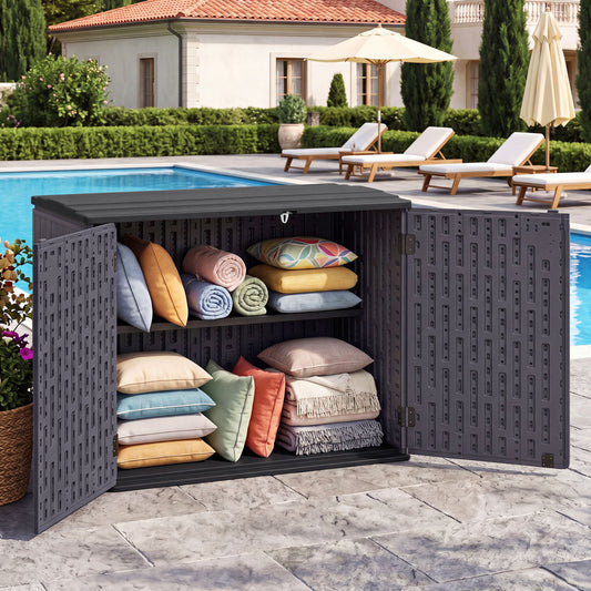 20 Cu.Ft Horizontal Resin Storage Shed with Adjustable Shelf, Brown Sheds & Outdoor Storage Brown at Gallery Canada
