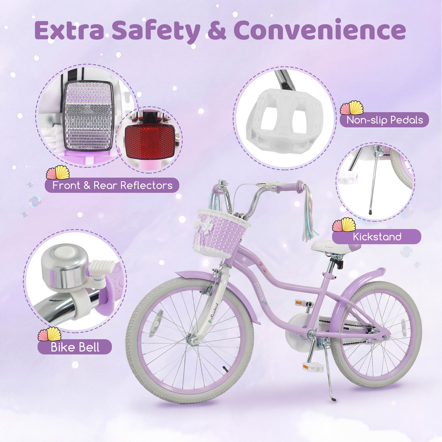 20 Inch Kids Bike, Adjustable, Princess Of The Sea Theme, Purple Kids Bike at Gallery Canada