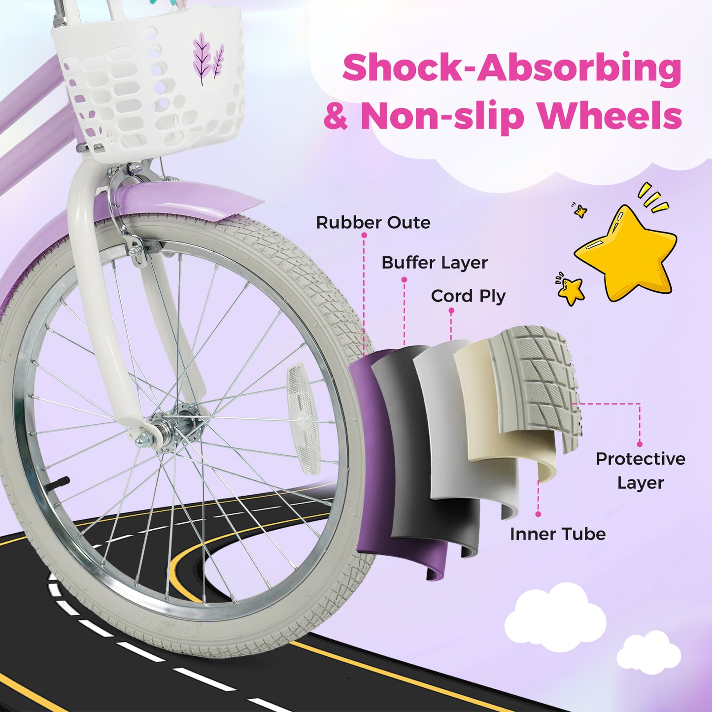 20 Inch Girls Bike Kids Bicycle with Doll Seat and Streamers for 8+ Years Old, Purple Kids Bike at Gallery Canada