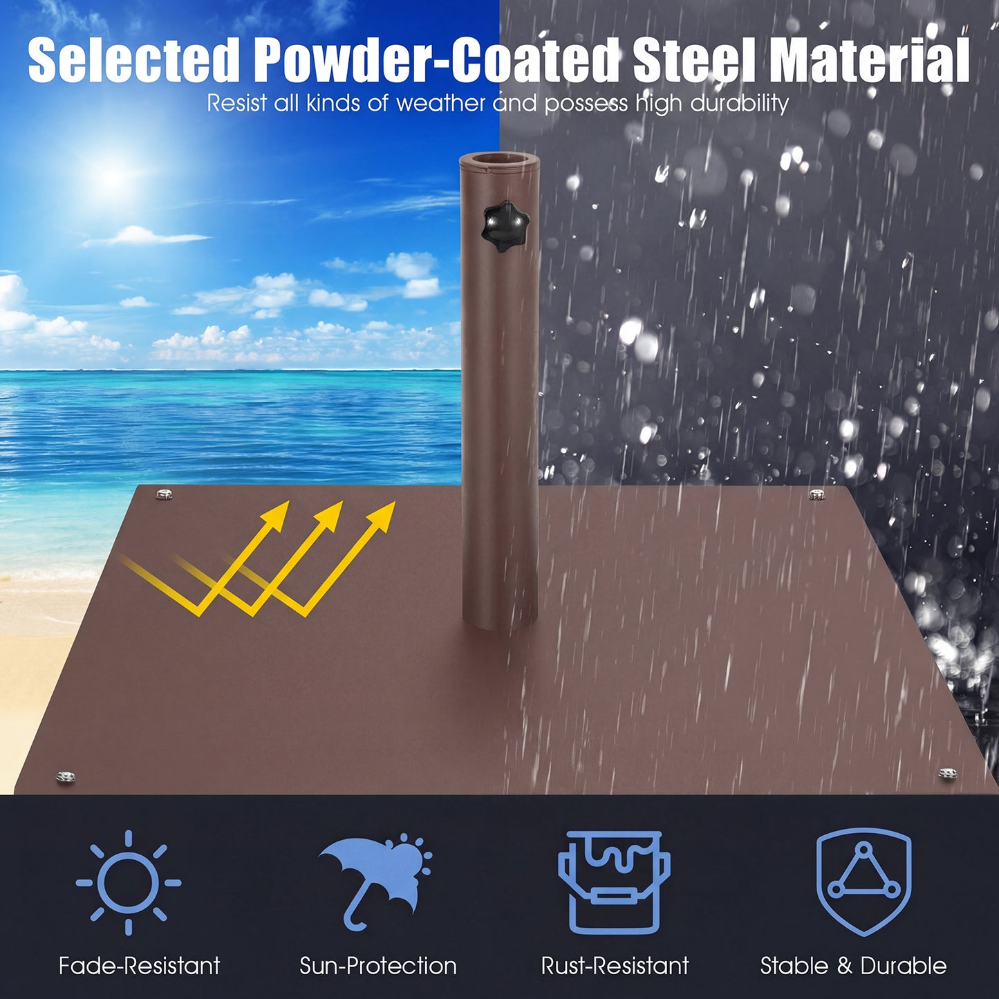 20 Inches Patio Umbrella Base Stand with 4 Adjustable Footpads, Brown Outdoor Umbrella Bases at Gallery Canada