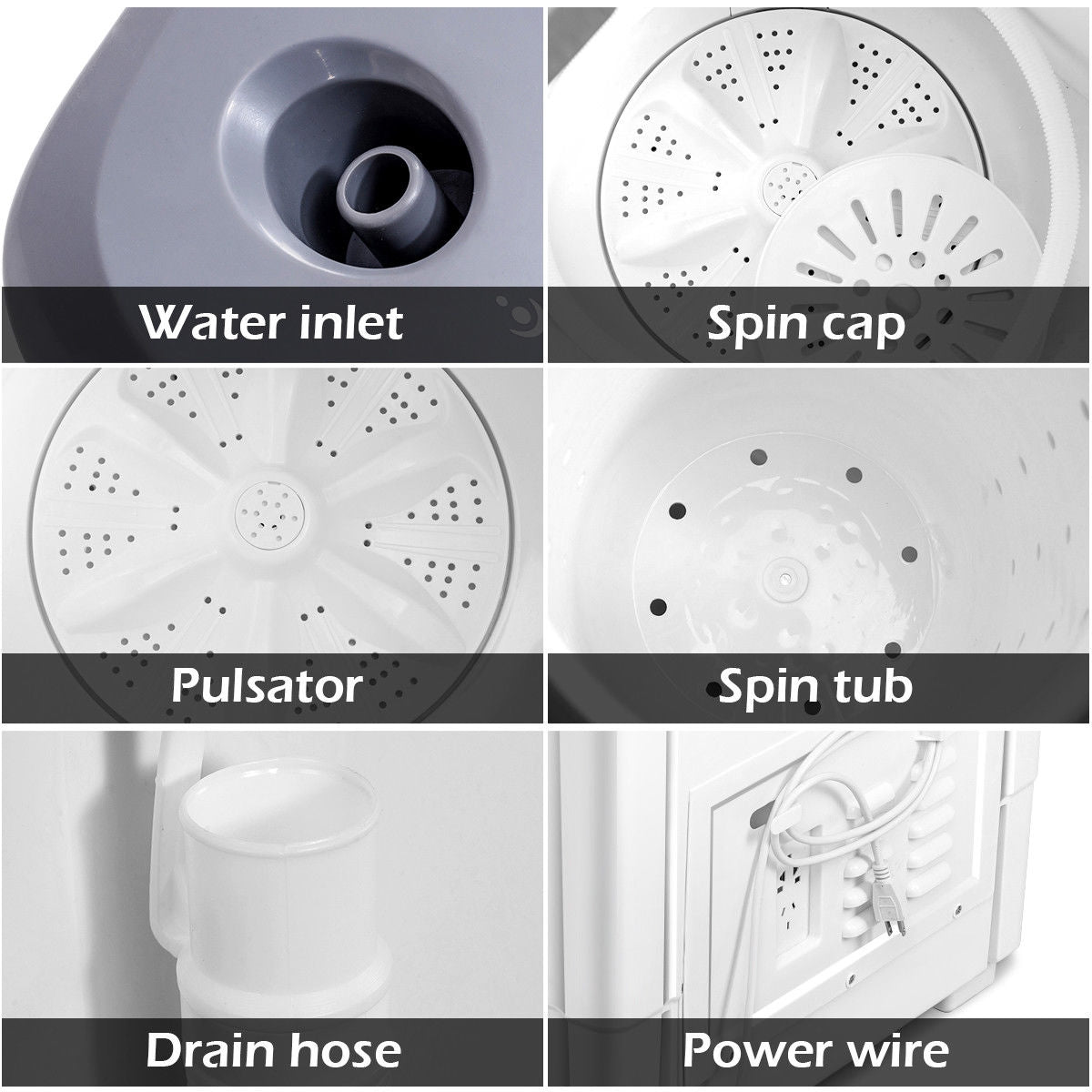 20 lbs Portable Semi-Automatic Twin-Tub Washing Machine, Gray Washing Machines at Gallery Canada