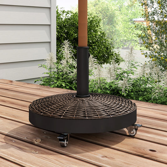 20.5" Round Parasol Base, Resin Umbrella Stand, Outdoor, Bronze Umbrella Bases Bronze at Gallery Canada