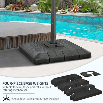 4PCs Cantilever Umbrella Base Weights with Wood-like Finish, Water or Sand Filled Patio Umbrella Weights for Cross Base Stand, Black at Gallery Canada