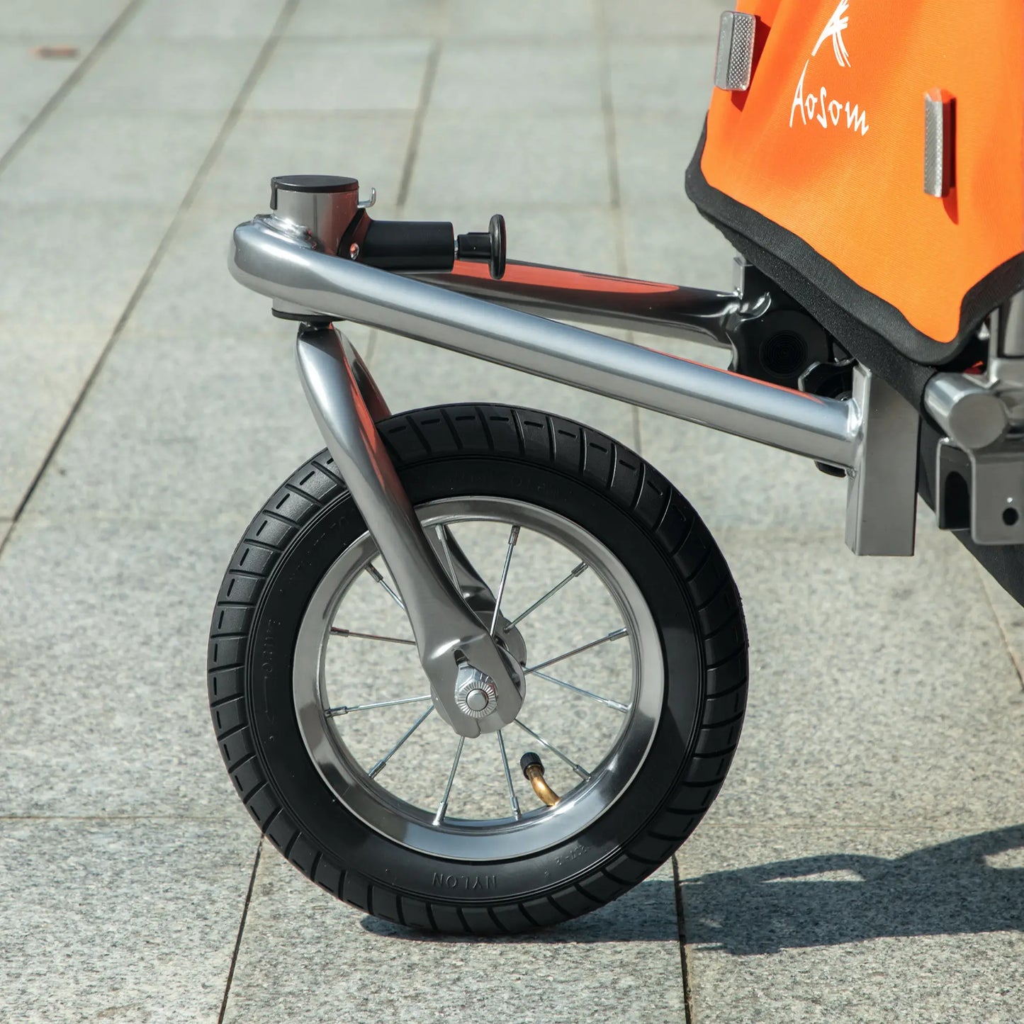 2-in-1 Bike Trailer for Kids, Foldable 2-Seat Baby Stroller with 5-Point Harness, Rubber Wheels, Storage Bag, Orange Kids Bike Trailers at Gallery Canada