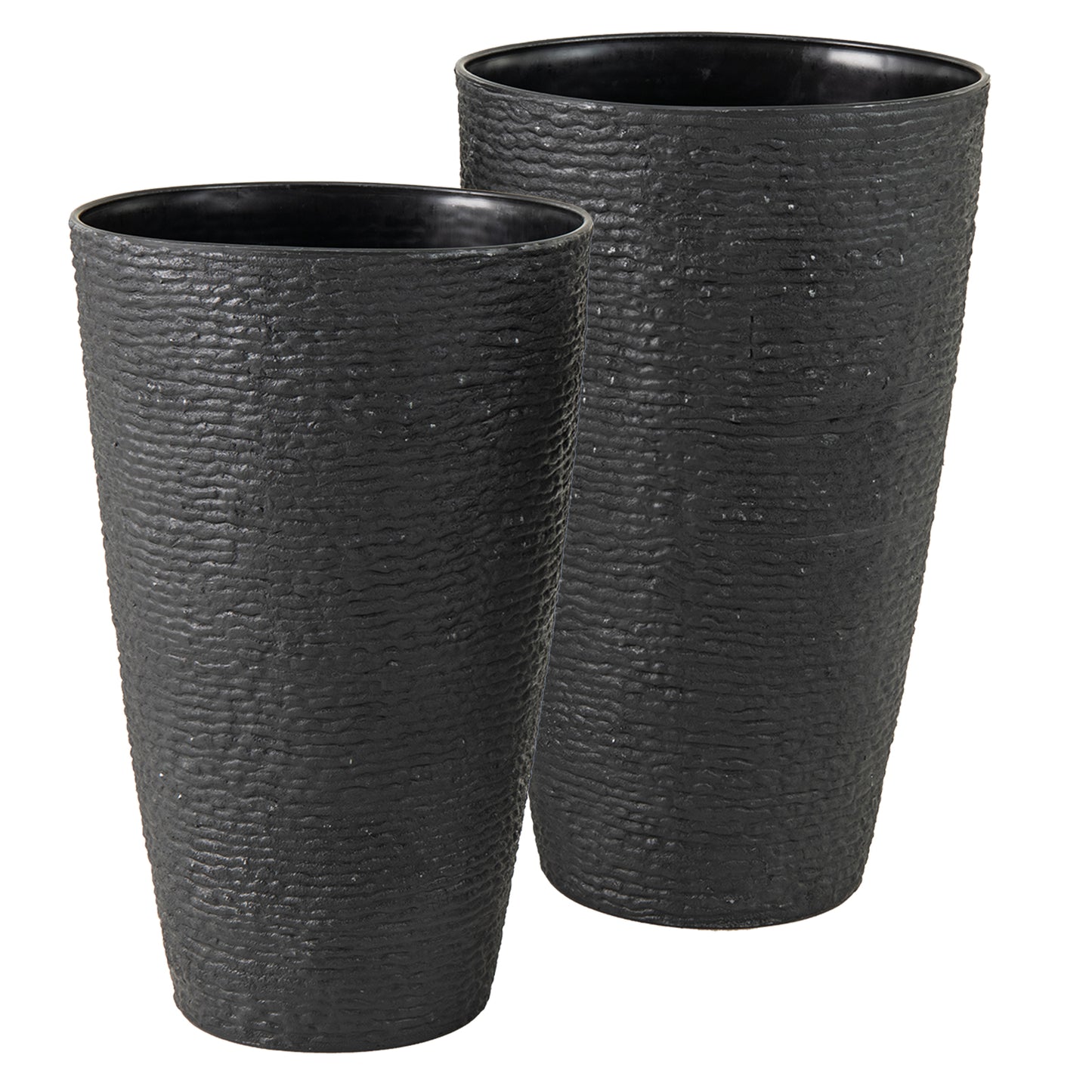 21 Inch Round Plastic Planters, Set Of 2, Black Raised Garden Beds at Gallery Canada