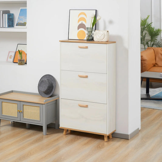 Modern Shoe Cabinet, 3 Flip Drawers, Adjustable Shelf, 12 Pair, White Shoe Storage Cabinets & Racks White at Gallery Canada
