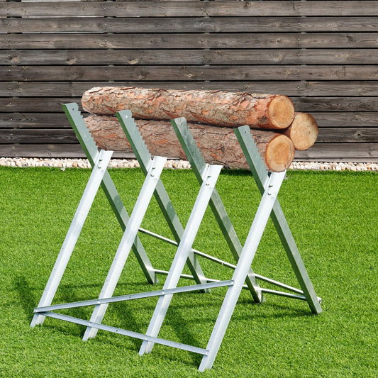 220 lbs Heavy Duty Portable Foldable Steel Sawhorse, Silver Garden Tools Silver at Gallery Canada