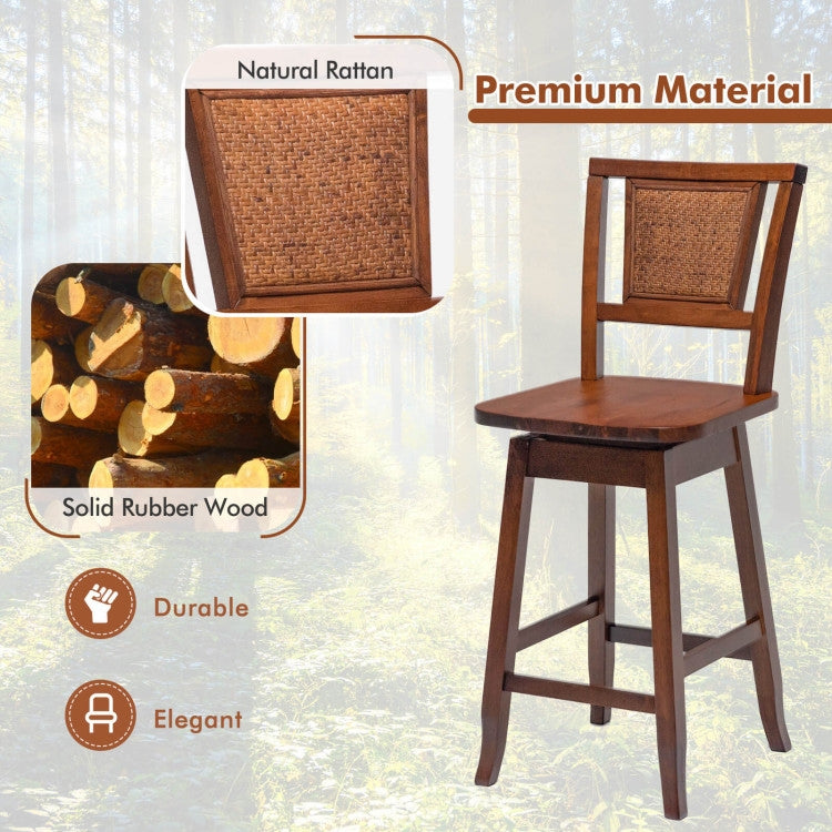 24.5 Inch Bar Stools, Rattan Back, Swivel Seat, 2 Pieces, Brown Bar Stools at Gallery Canada