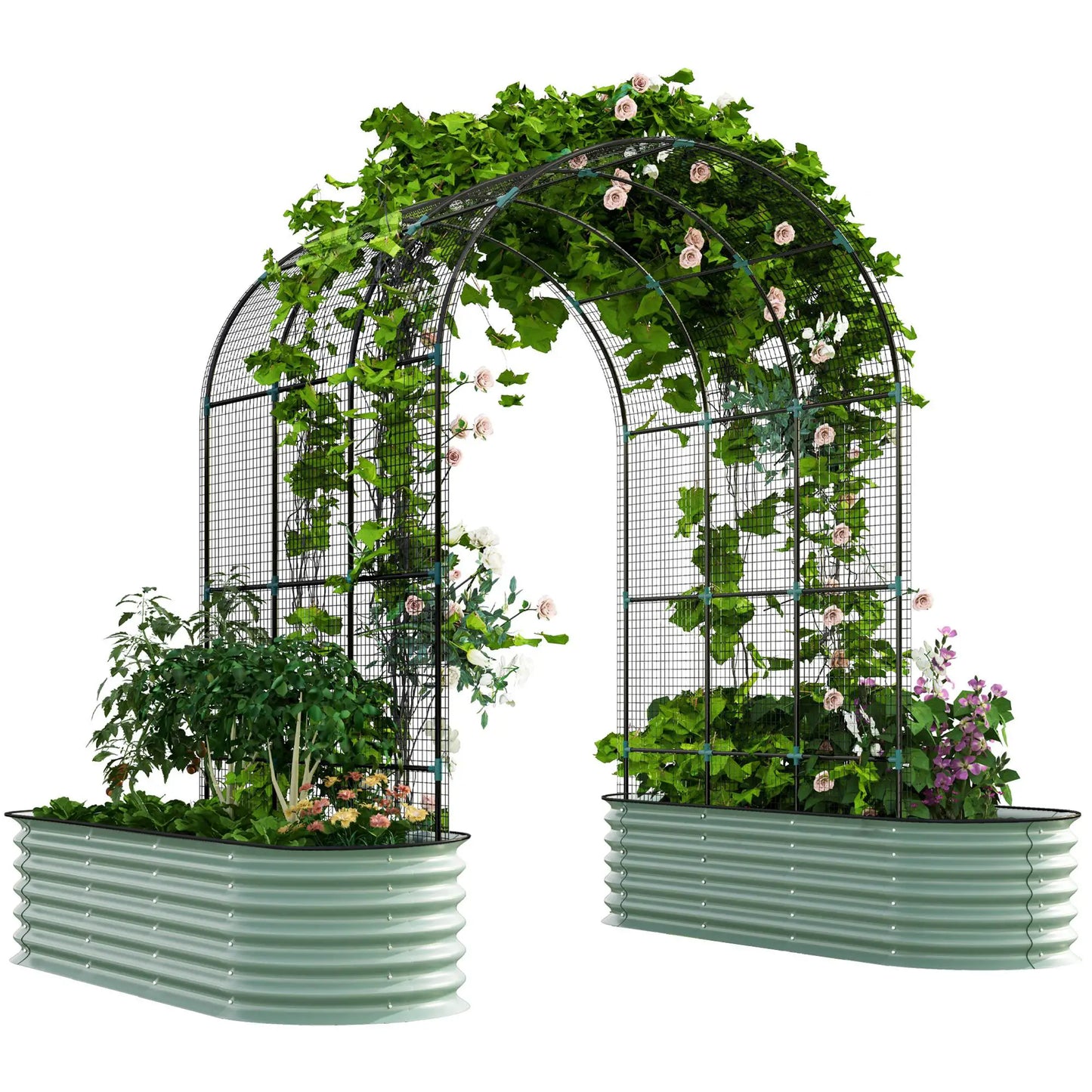Galvanized Raised Garden Bed With Arch Trellis, Metal Planter Box Galvanized Planter Boxes at Gallery Canada