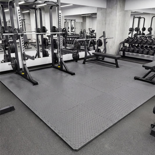 1/2 Inch Puzzle Exercise Floor Mats, 24 Tiles, Gray