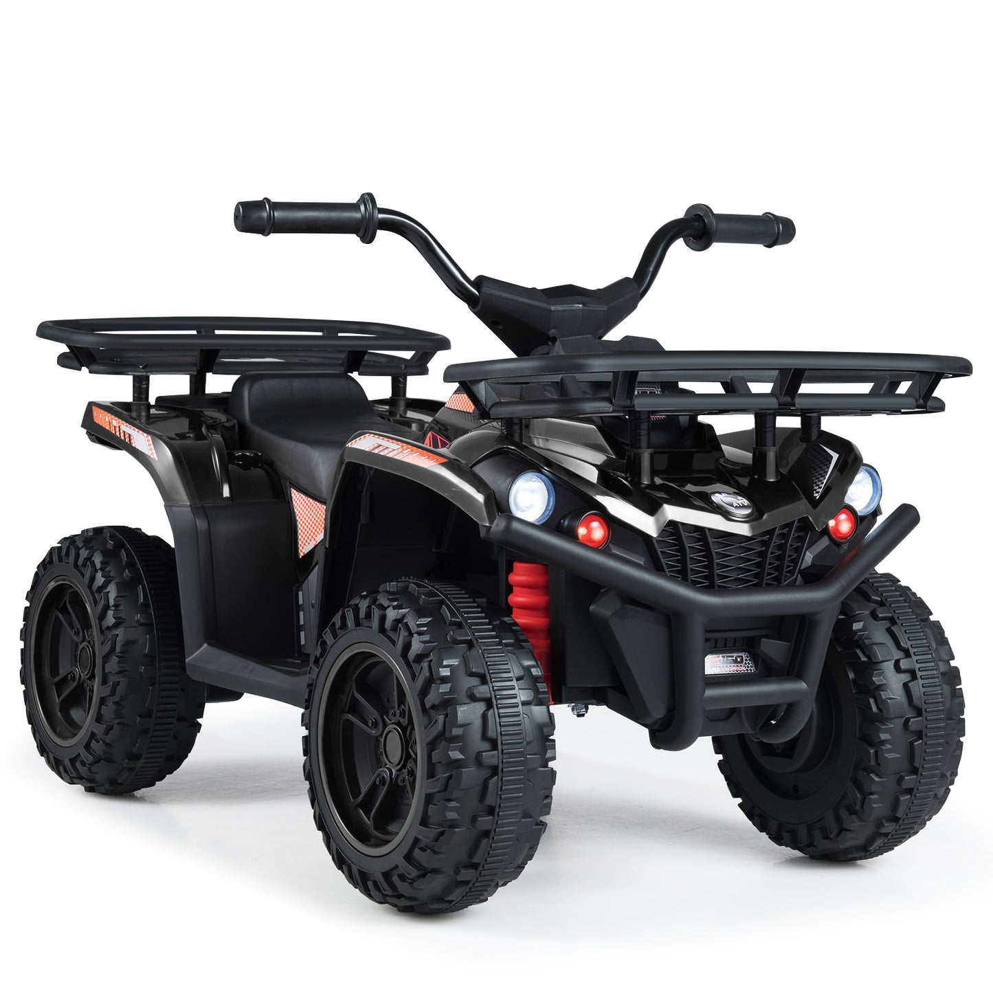 24V Electric Ride On Quad with LED Headlights, Black Powered Ride On Toys at Gallery Canada