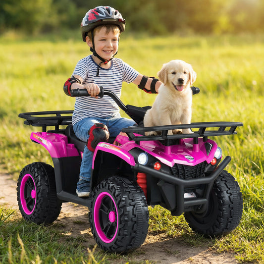24V Electric Ride On Quad with LED Headlights, Pink Powered Ride On Toys Pink at Gallery Canada