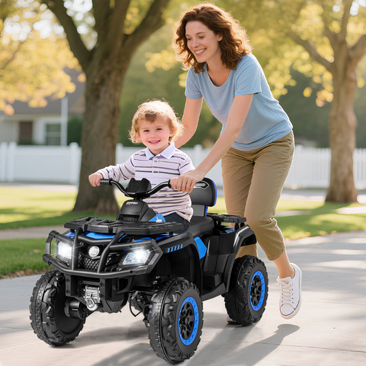 24V Kids ATV 2-Seater with 4 Motors with LED Lights and Music, Blue Powered Ride On Toys Blue at Gallery Canada