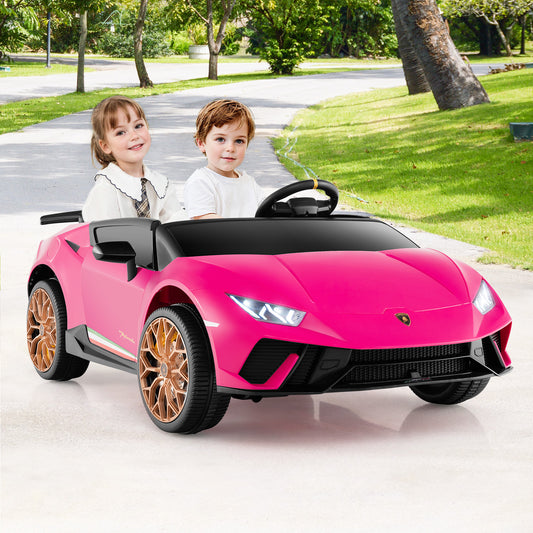 24V Ride-on Car for Kids 4WD 2-Seater Licensed Lamborghini Electric Vehicles with Music, Pink Powered Ride On Toys Pink at Gallery Canada