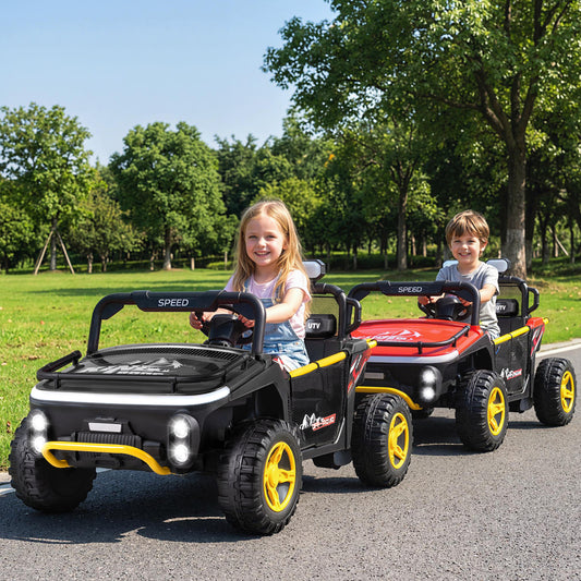 24V Ride on Toy for Kids 2 Seater Ride on Truck Car with Horn Music Story, Black Powered Ride On Toys Black at Gallery Canada