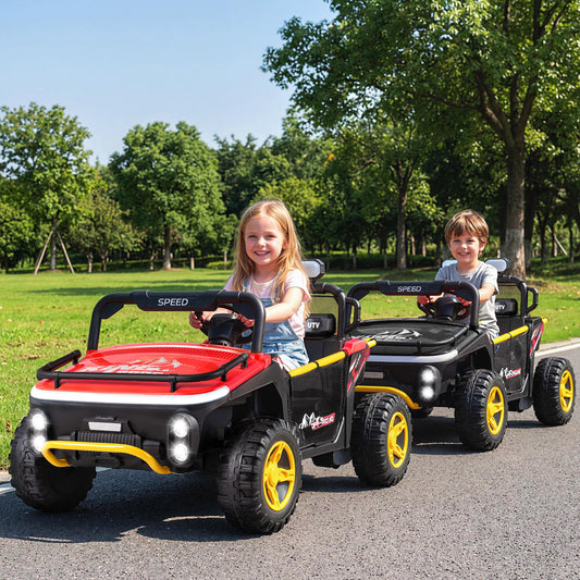 24V Ride on Toy for Kids 2 Seater Ride on Truck Car with Horn Music Story, Red