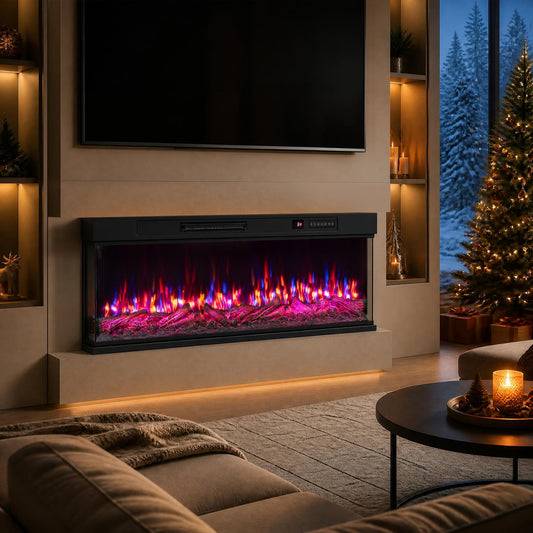 50 Inch 3-Sided Electric Fireplace Insert, 12 Flame Colors Fireplaces Options at Gallery Canada