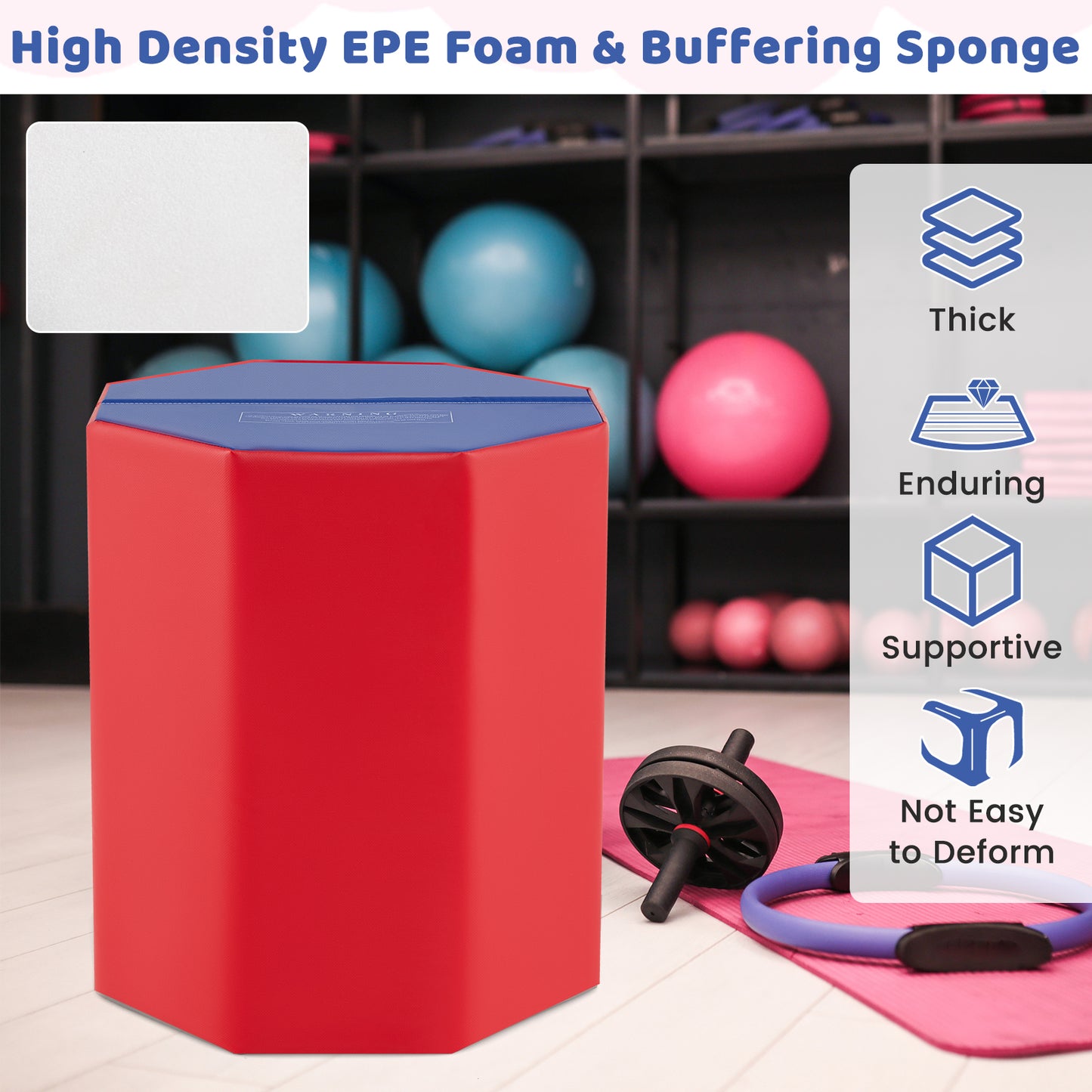 24.5 Inch x 24.5 Inch Octagon Gymnastics Mat with Waterproof Zippered Cover, Red Yoga & Gym Mats at Gallery Canada