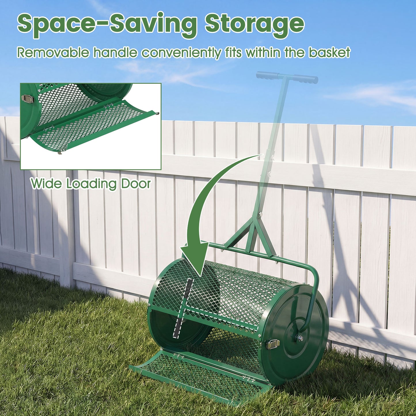 24 Inch Compost Spreader, Height-Adjustable T-Handle, Green Lawn Care Tools at Gallery Canada