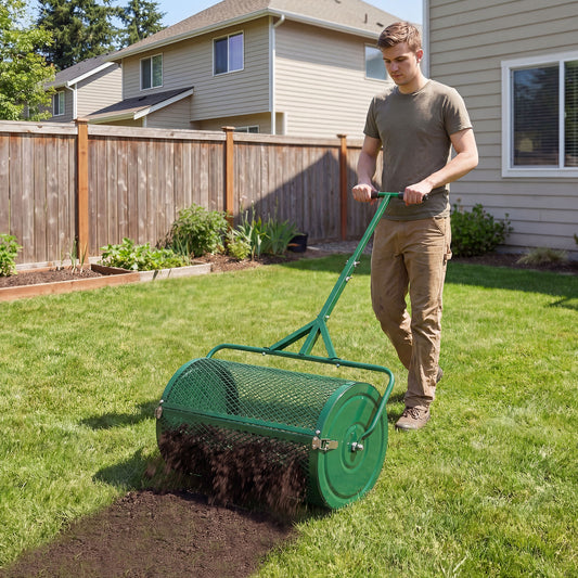 24 Inch Compost Spreader, Height-Adjustable T-Handle, Green Lawn Care Tools Green at Gallery Canada
