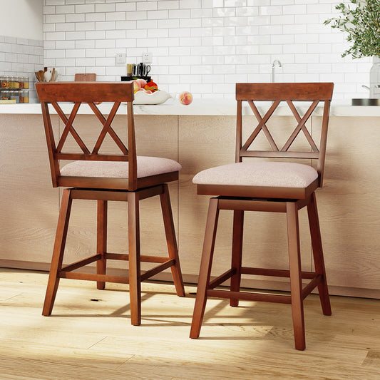 24 Inch Counter Height Barstools Set of 2 with Backrest and Seat Cushion-24 Inch