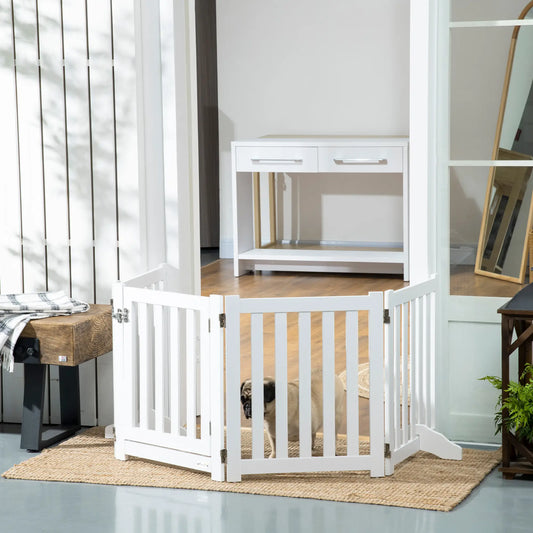 23.5"H Foldable Dog Gate with Door, 4 Panels, White Houses, Kennels & Pens White at Gallery Canada