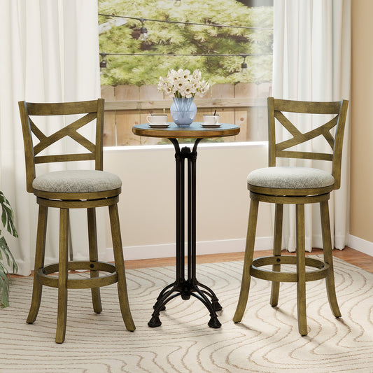 Swivel Bar Stools, Set of 2, 31 Inches, Gray Bar Stools Gray at Gallery Canada