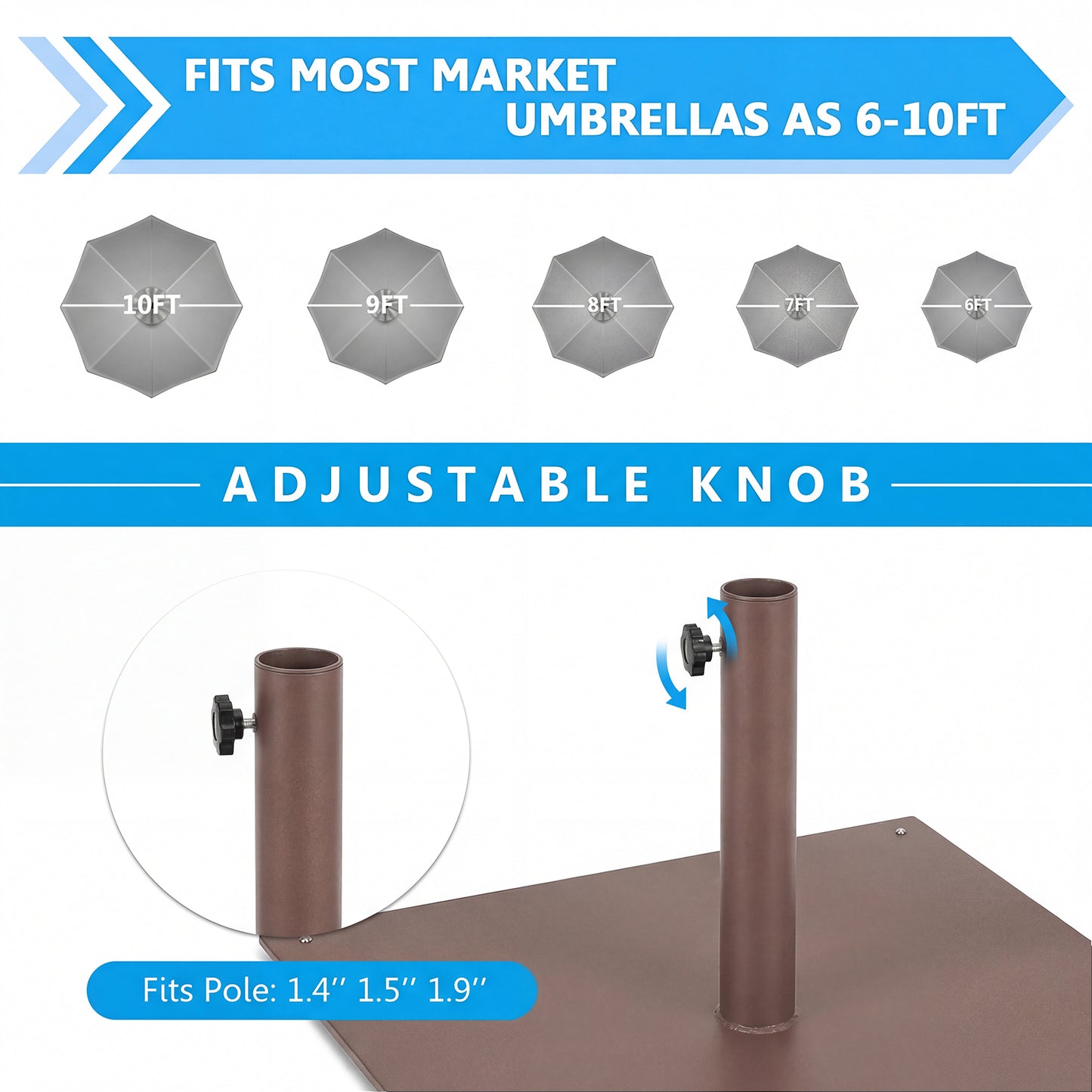 25 Inch Square Patio Umbrella Base 42 LBS Weighted, Brown Outdoor Umbrella Bases at Gallery Canada