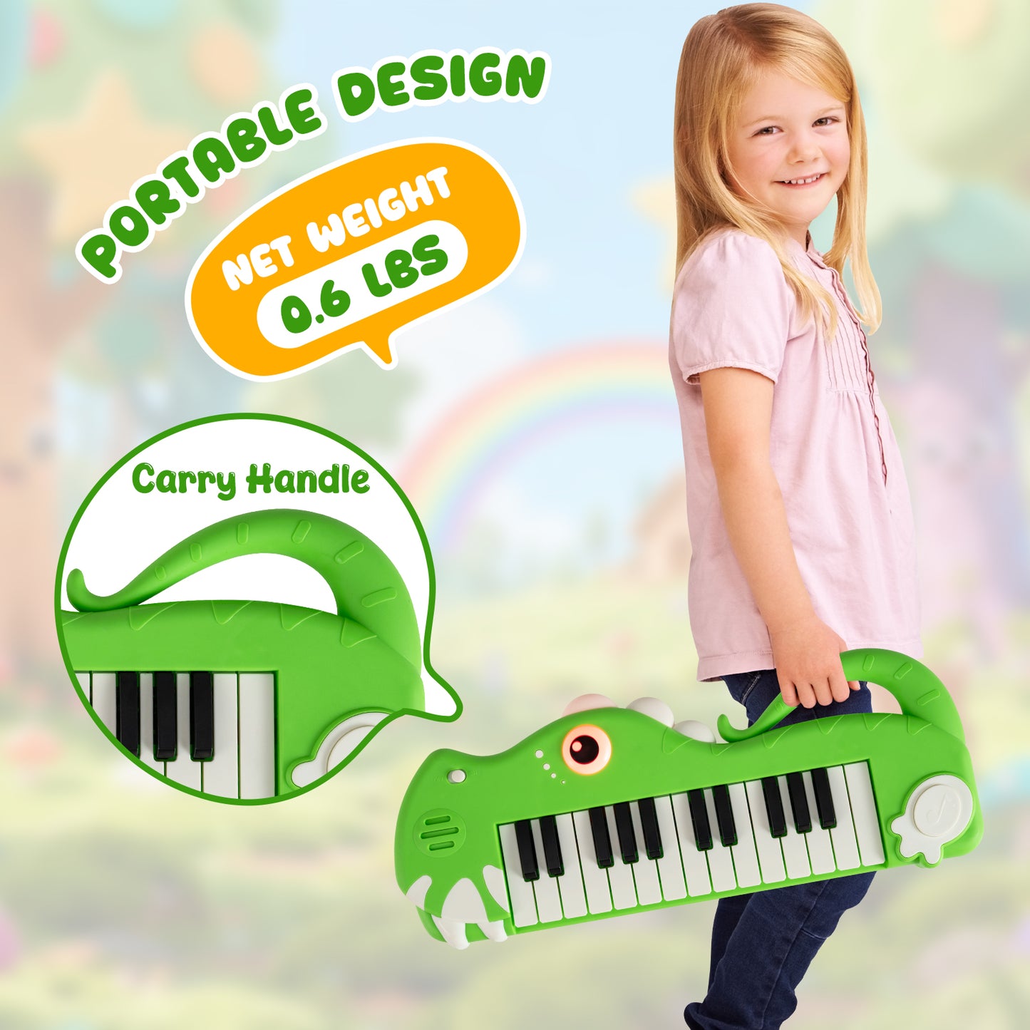 25-Key Kids Piano Keyboard, Dinosaur Shape, Digital Piano, Green Pianos & Keyboards at Gallery Canada