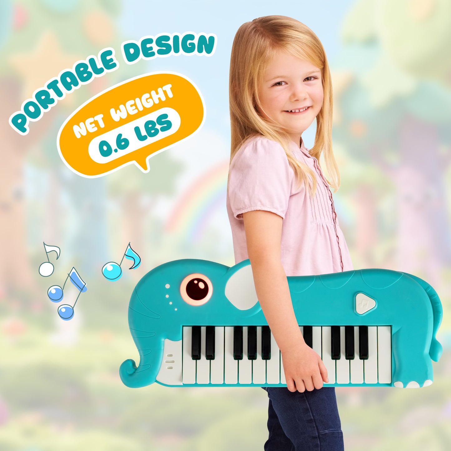 25-Key Kids Piano Keyboard, Elephant Shape, With Music And Light, Blue Pianos & Keyboards at Gallery Canada