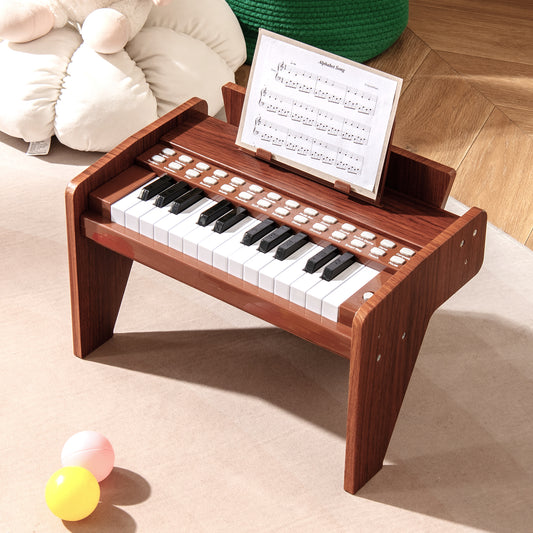 25 Keys Kids Piano Keyboard, Adjustable Speed And Volume, Brown Pianos & Keyboards Brown at Gallery Canada