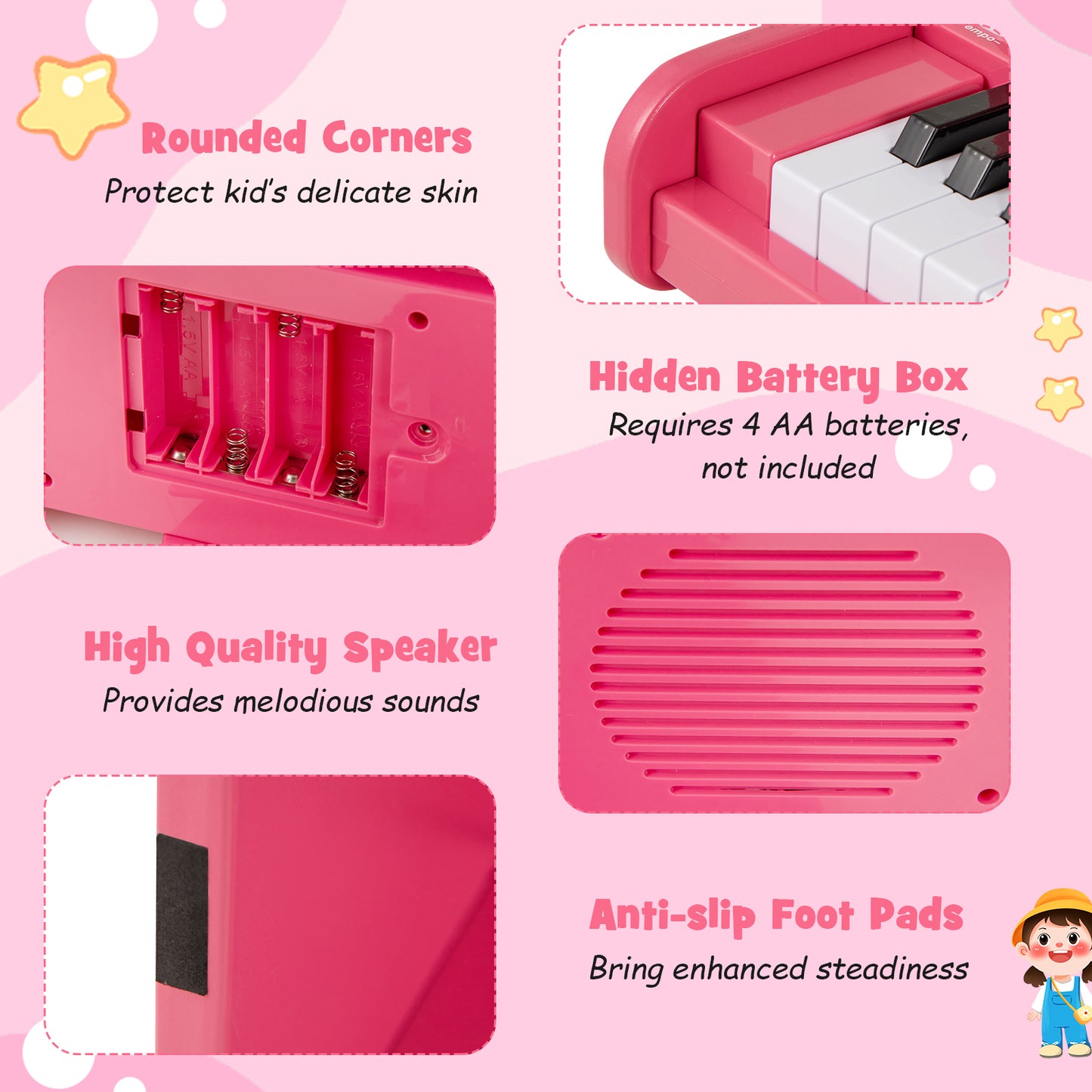 25 Keys Kids Piano Keyboard, Adjustable Speed, Teaching Mode, Pink Pianos & Keyboards at Gallery Canada