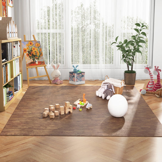 25 Tiles Wood Grain Foam Floor Mats, Brown Decorative Fencing & Flooring Brown at Gallery Canada