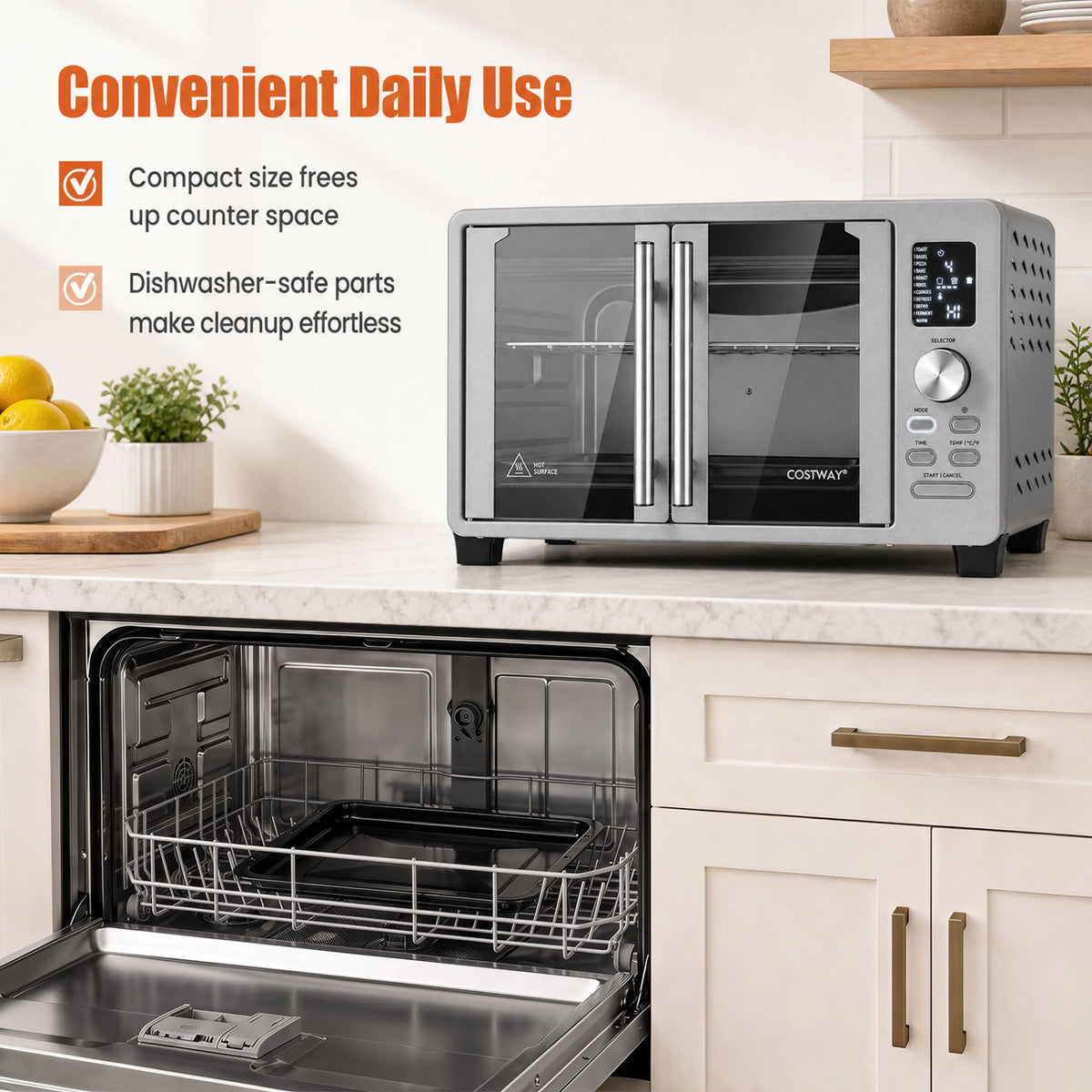 26.4 Quart French Door Convection Toaster Oven, 11 Presets, 1500W Toaster Ovens at Gallery Canada