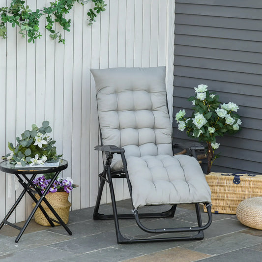Zero Gravity Reclining Chair, Adjustable Backrest, Folding Sun Lounger, Removable Cushion, Light Grey Lounger Chairs Light Grey at Gallery Canada