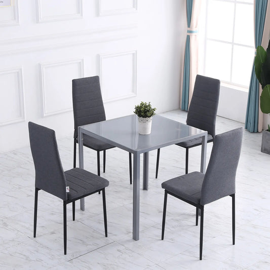 Modern Dining Chairs Set of 4, Upholstered Linen, Metal Legs, Grey Bar Stools Grey at Gallery Canada