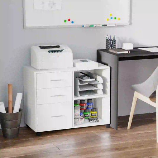 Modern 3 Drawer Lateral Filing Cabinet, Letter A4 Size, White Office Cabinets & Cupboards White at Gallery Canada