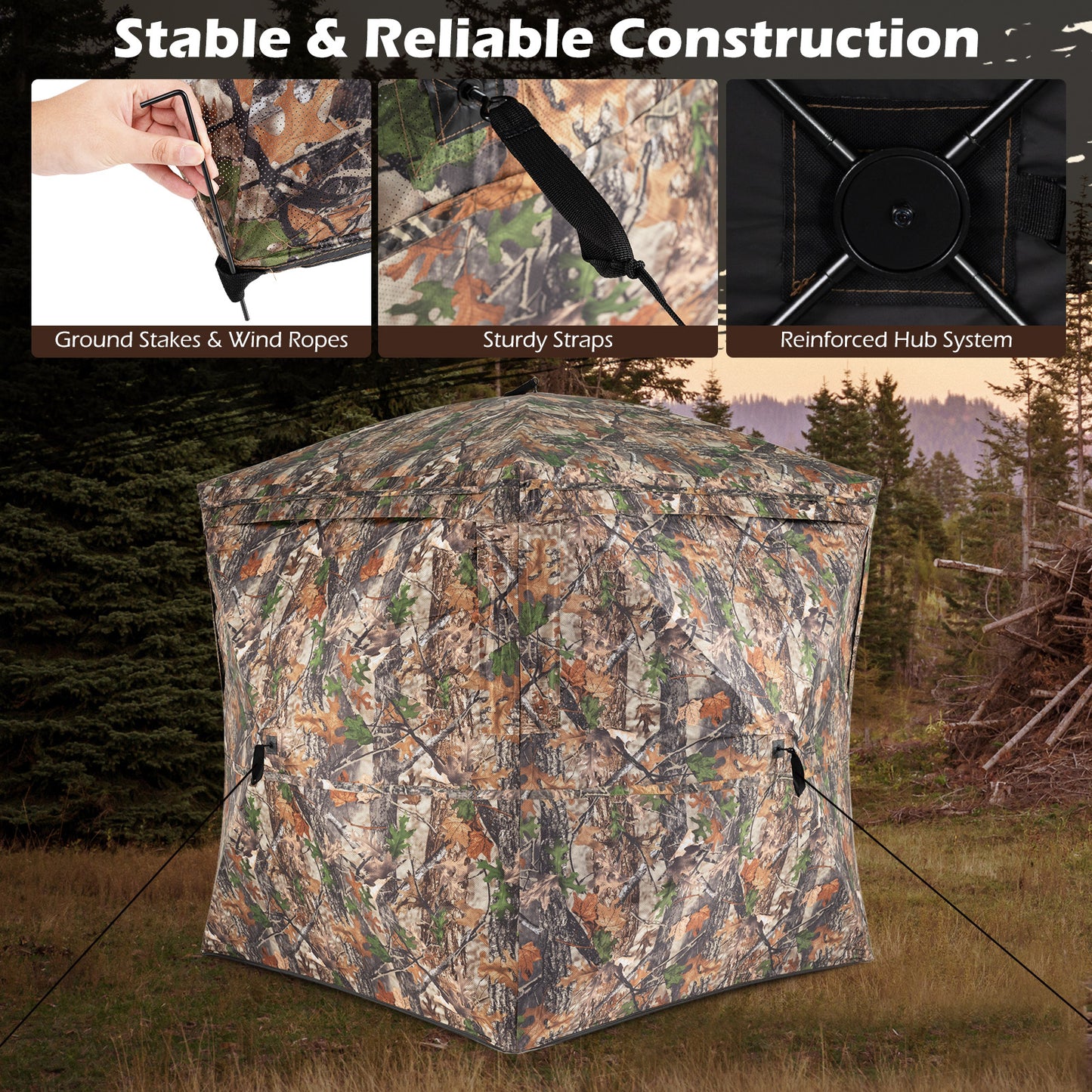 270° See Through Hunting Blind Tent with Silent Magnetic Door, Camouflage Tents at Gallery Canada