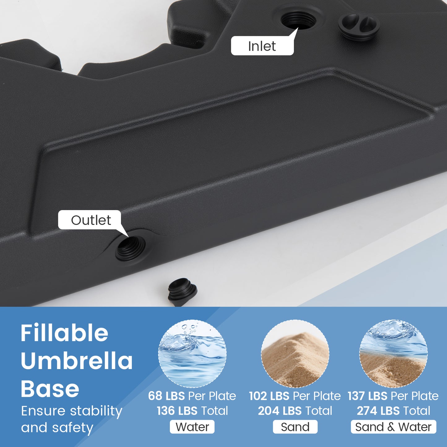 274 LBS Cantilever Patio Umbrella Base with Handles Outdoor Umbrella Bases at Gallery Canada
