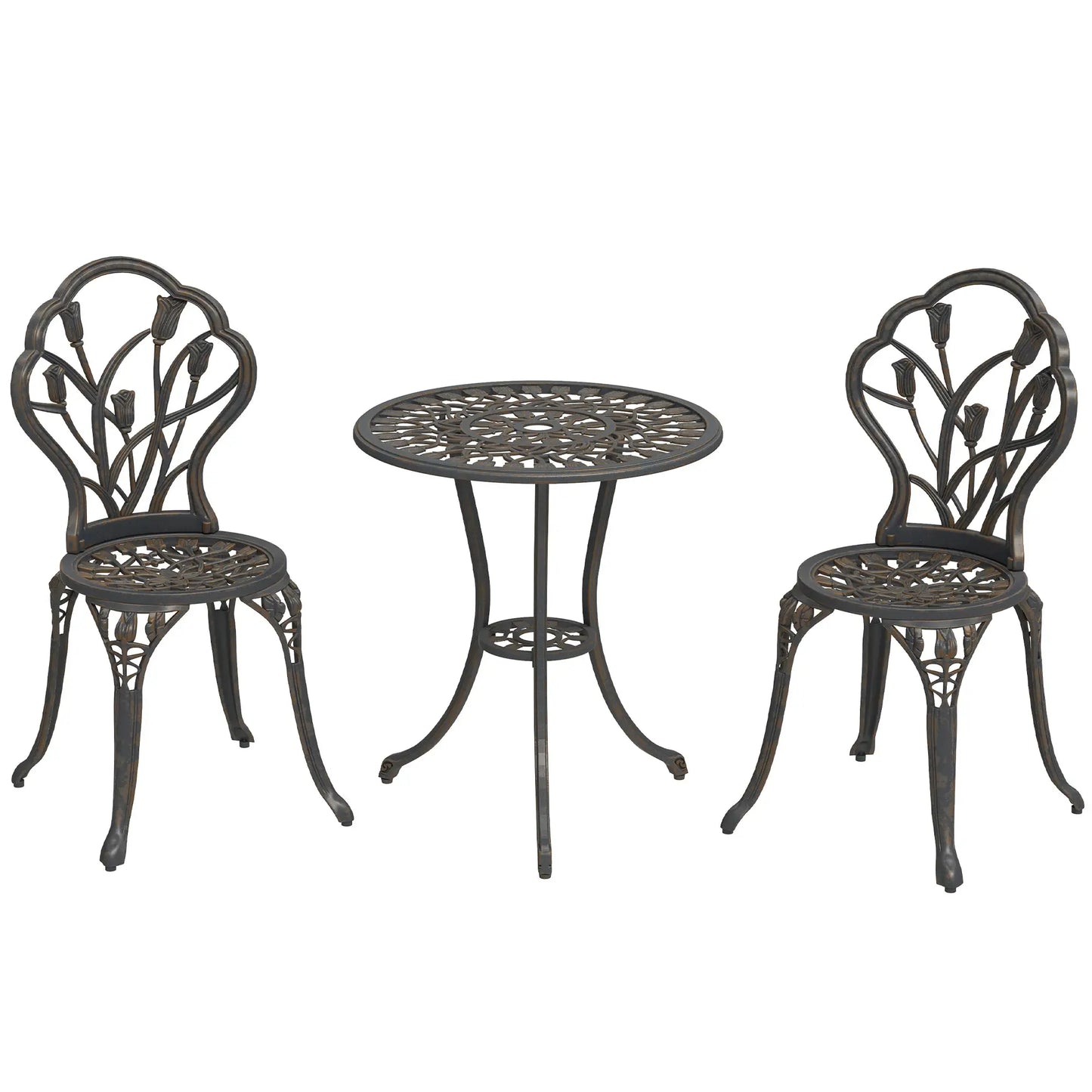 3PCs Patio Bistro Set, Cast Aluminum Table and Chairs, Bronze Bistro Sets at Gallery Canada