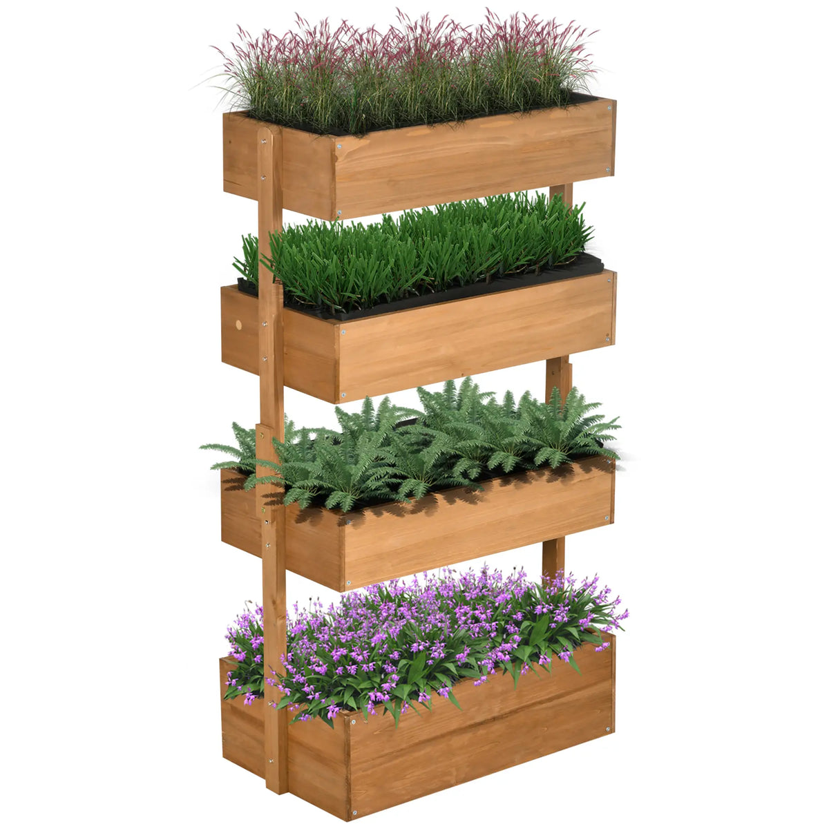 4-Niveaux Lit de Jardin Surélevé, Support de Plantation Vertical Élevé, Boîte de Plantation en Bois