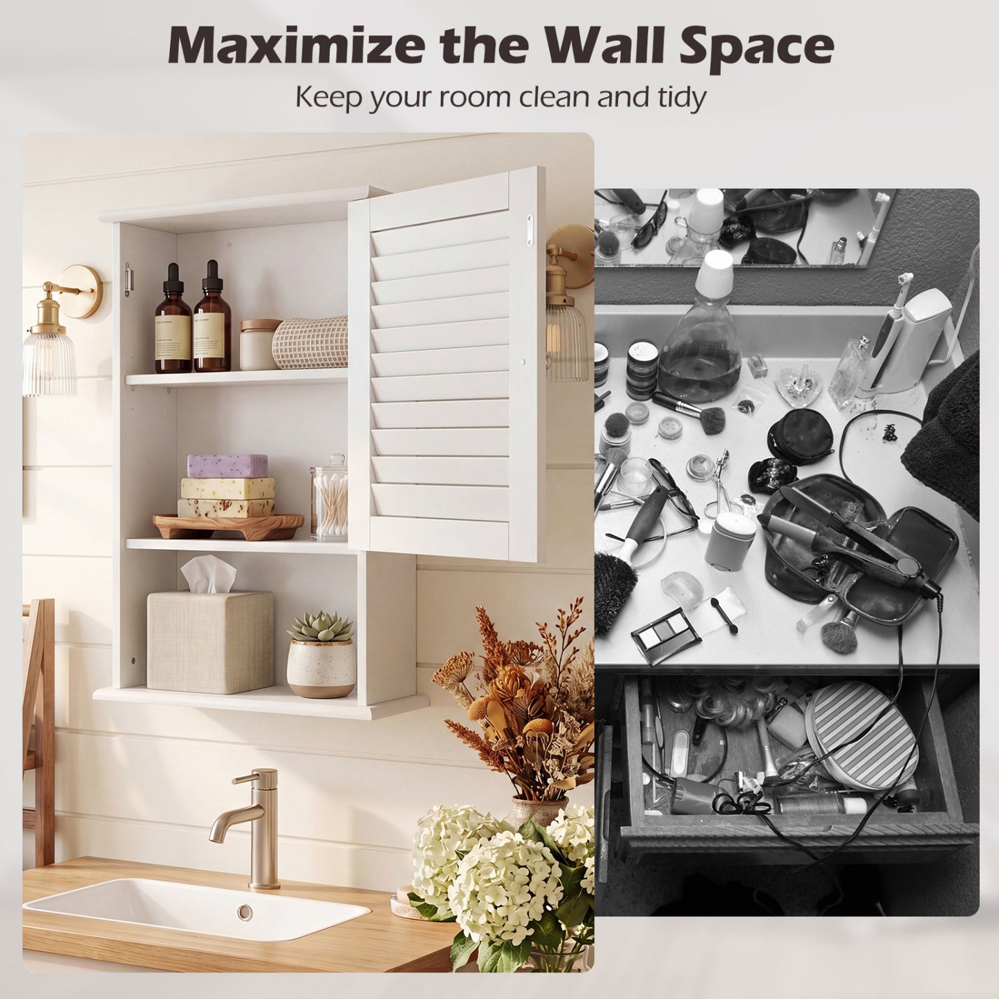 27.5 Inch H Wall Hanging Bathroom Storage Cabinet, White Wall Cabinets at Gallery Canada