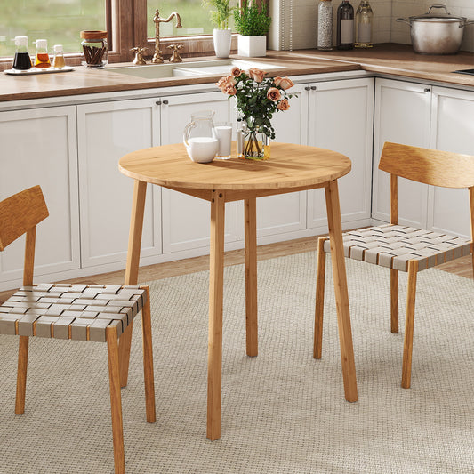 27.5 Inch Round Bamboo Dining Table for 2-4 Person, Natural Dining Tables Natural at Gallery Canada