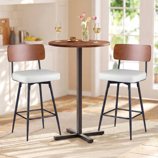 27 Inch Padded Counter Barstools Set of 2 with Metal Legs, White Bar Stools White at Gallery Canada
