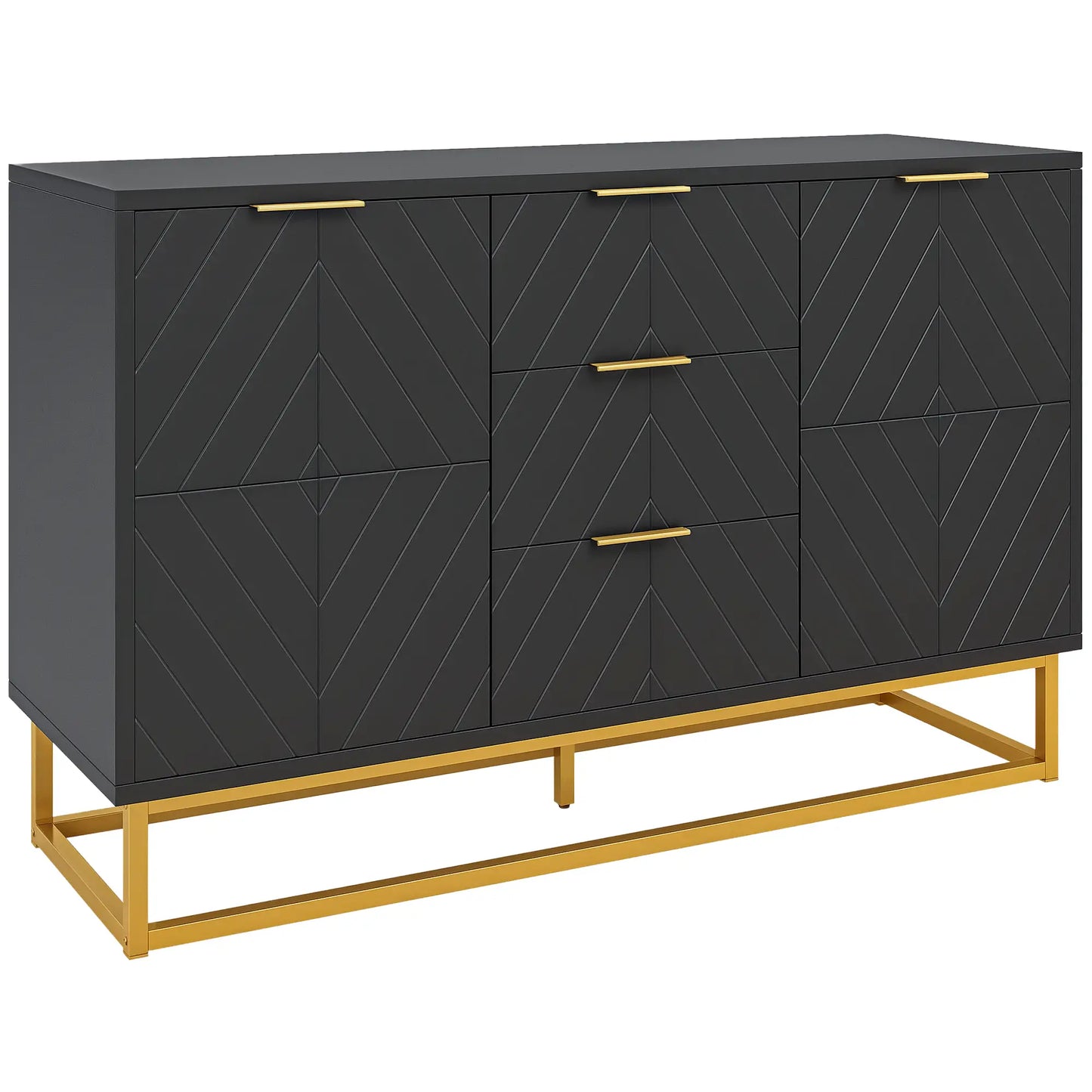 Sideboard Storage Cabinet, 3 Drawers, Adjustable Shelves, Black Kitchen Pantry Cabinets at Gallery Canada