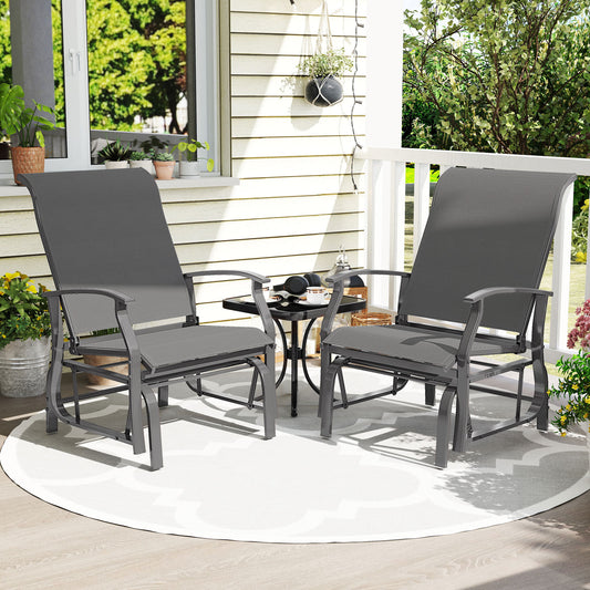 Outdoor Glider Chairs Set of 2 with Ergonomic Backrest and Seat, Gray Patio Rocking Chairs & Gliders Gray at Gallery Canada