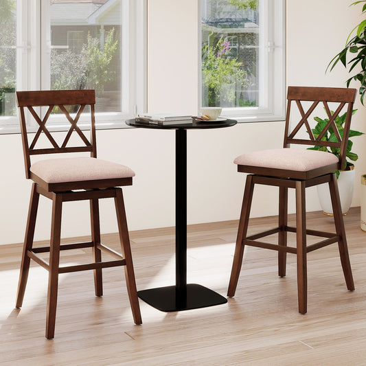 29 Inch Counter Height Barstools with Backrest and Upholstered Seat Cushion for Kitchen Dining Room, Oak Bar Stools Oak at Gallery Canada