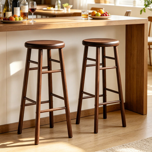 29" Swivel Bar Stools Set of 2, Walnut Bar Stools Walnut at Gallery Canada