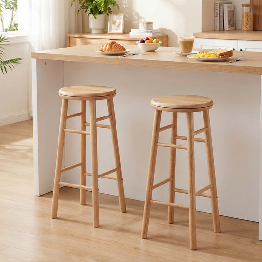 29" Swivel Bar Stools Set of 2, Natural Bar Stools Natural at Gallery Canada